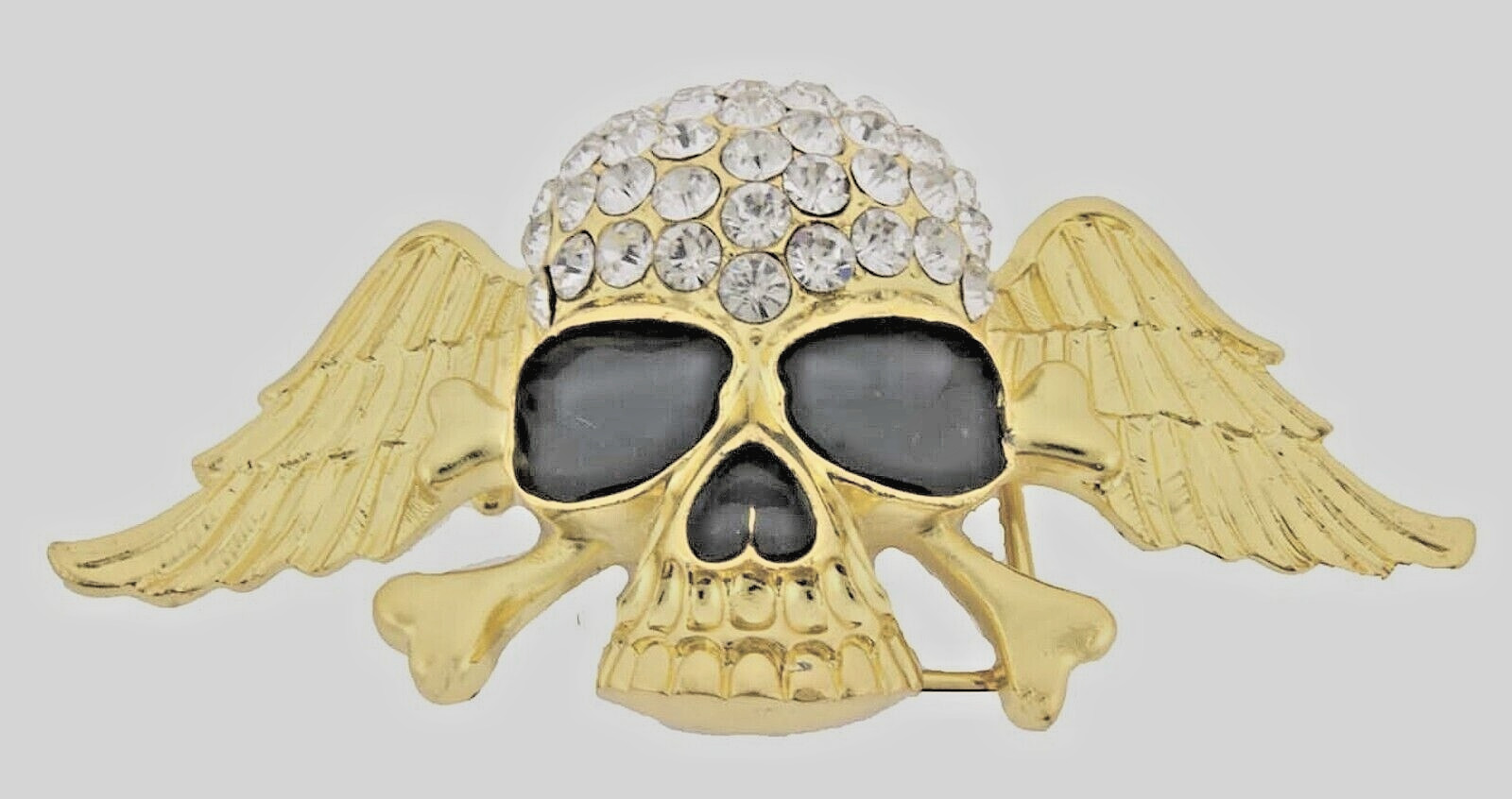 Skull Belt Buckle Crossbones Skeleton Halloween Pirate Costume Gold Metal Bling