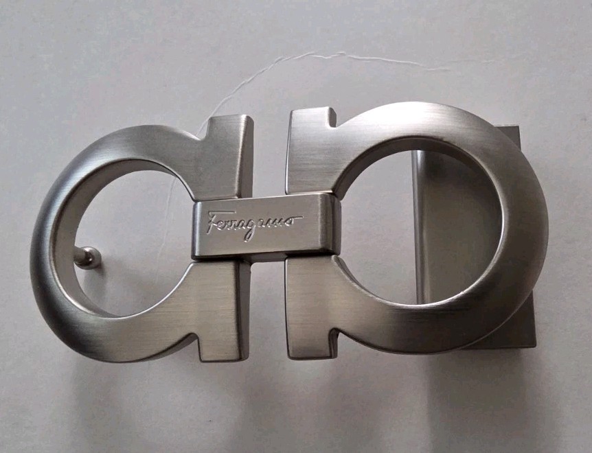AUTH. SALVATORE FERRAGAMO SILVER GANCINI BELT BUCKLE FOR 1.3&Prime; WIDE BELT STRAP