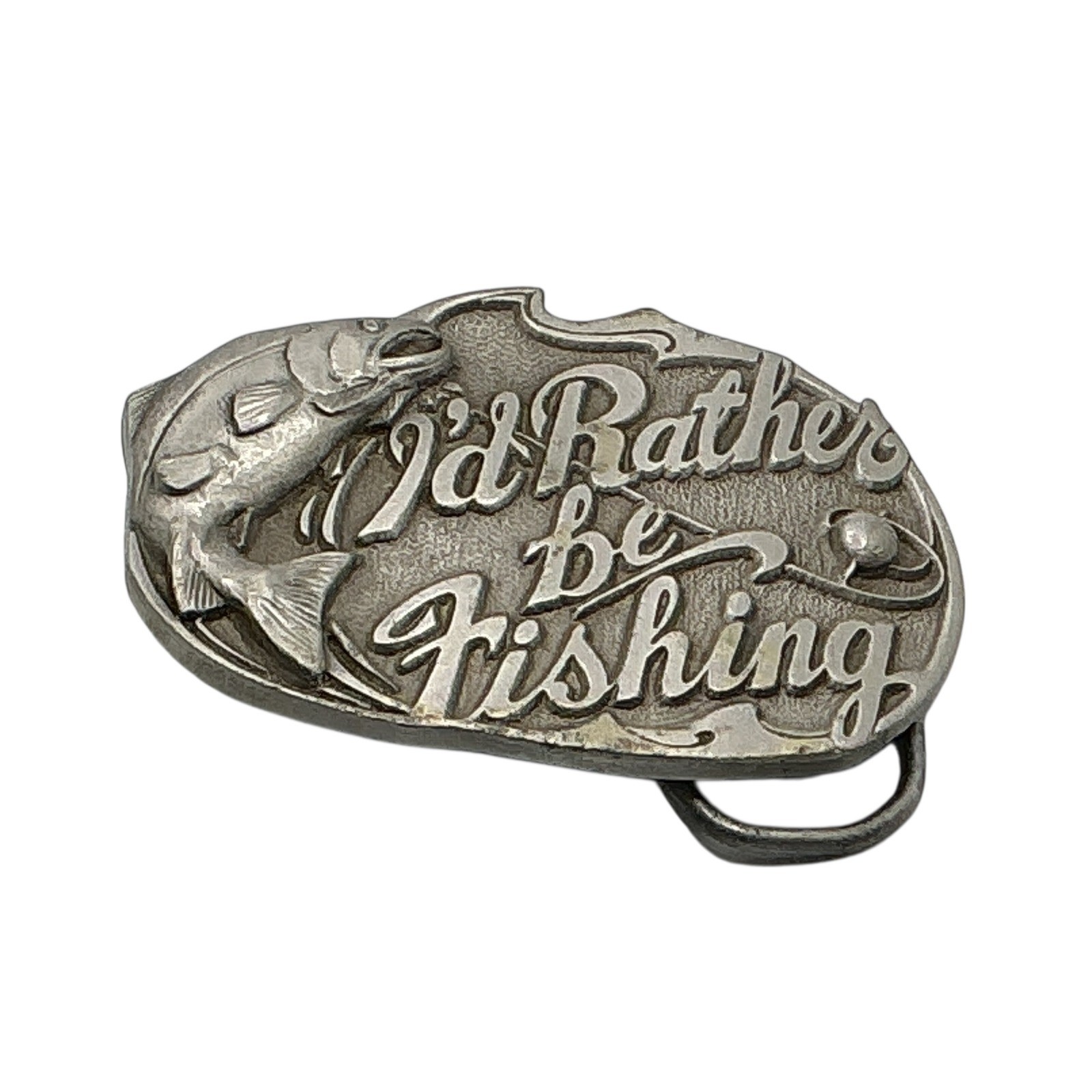 Vintage 1994 Great American Products Id Rather Be Fishing Belt Buckle Trout 523