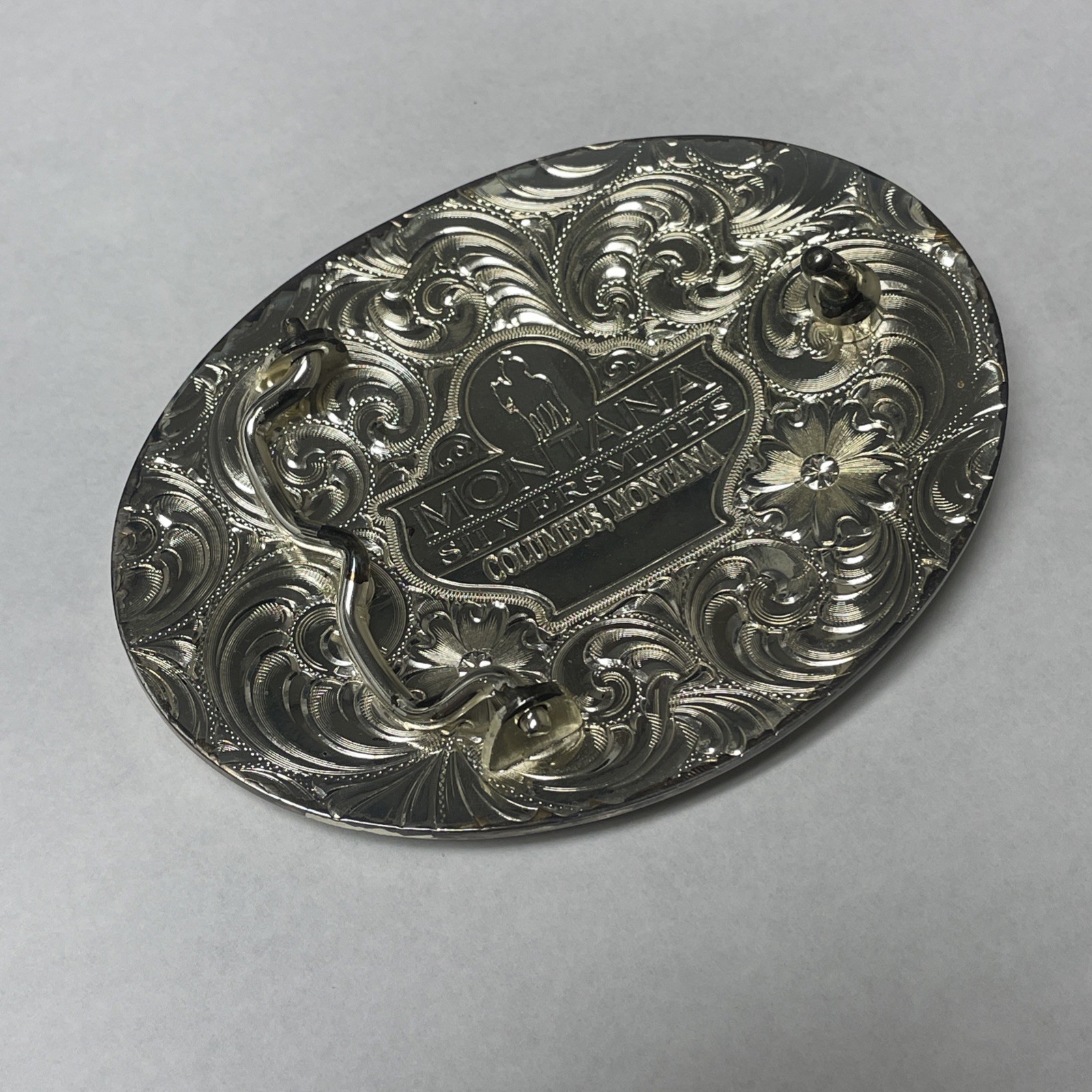 Montana Silversmiths Two-Tone Buffalo Nickel Belt Buckle with Longhorn Skull