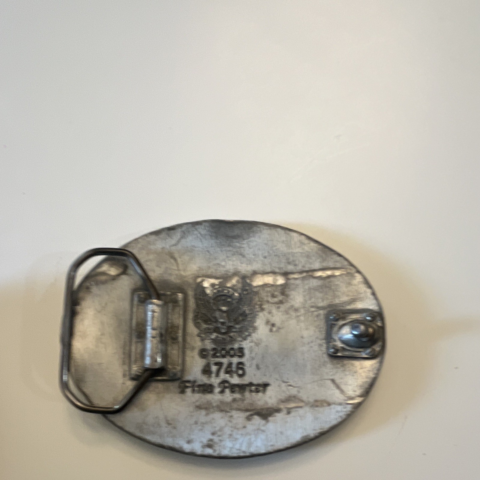 Fim Porter 4746 Oval Silver Western Floral Engraved Longhorn Belt Buckle 1.5&Prime;