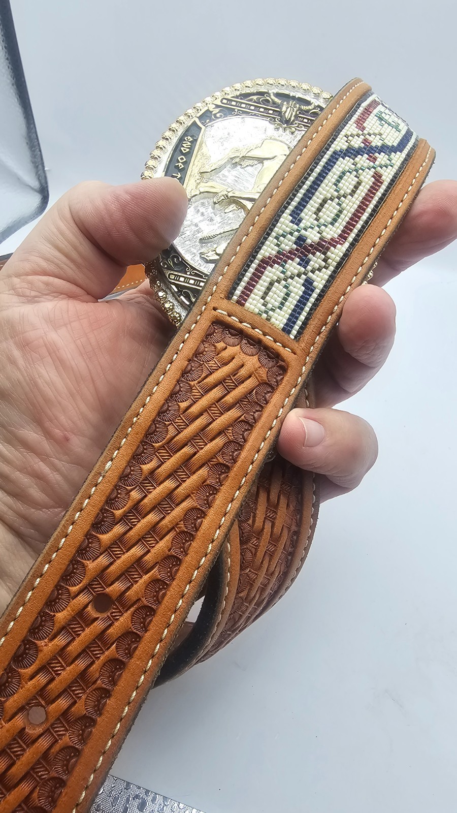 Montana Silversmiths Western Belt Buckle End of the Trail & Custom 48&Prime; Belt