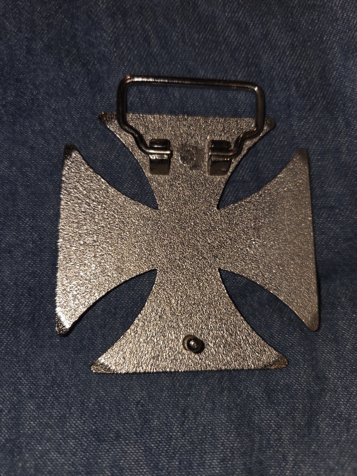 Vintage Maltese Iron Cross Belt Buckle. Pewter/Black. Biker/Gothic. LA Design