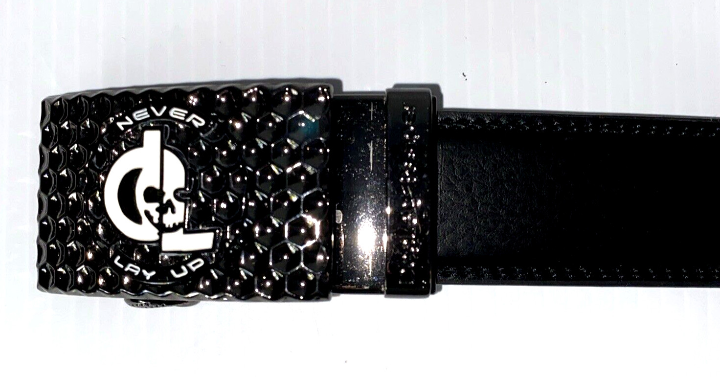 Golf Belt Buckle & Leather Belt Removable Magnetic Ball Marker Ratchet Dog Leg