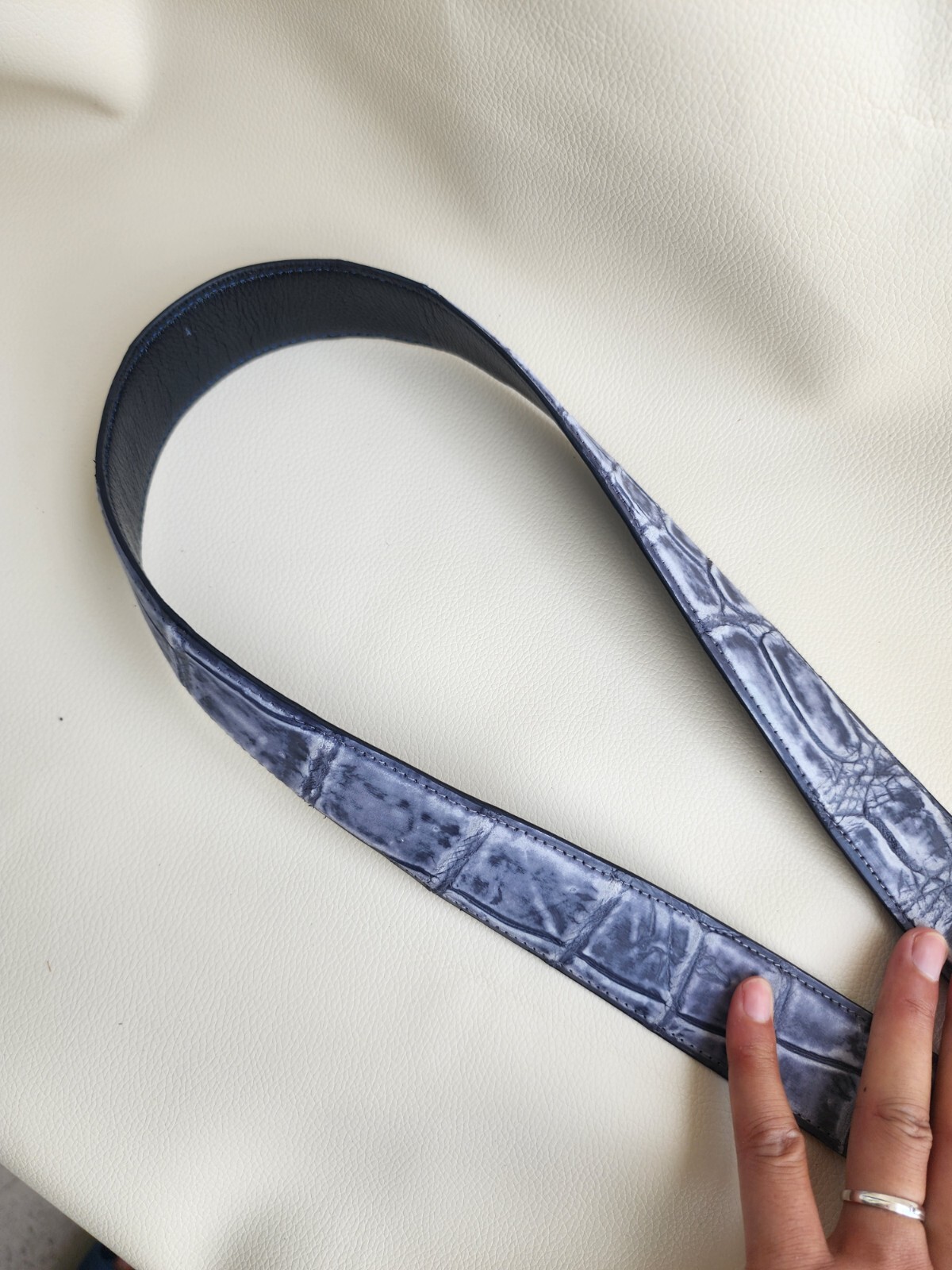 3.8CM Navy Blue 100% Genuine Nubuck Leather Skin Mens Belt Buckle-Customize