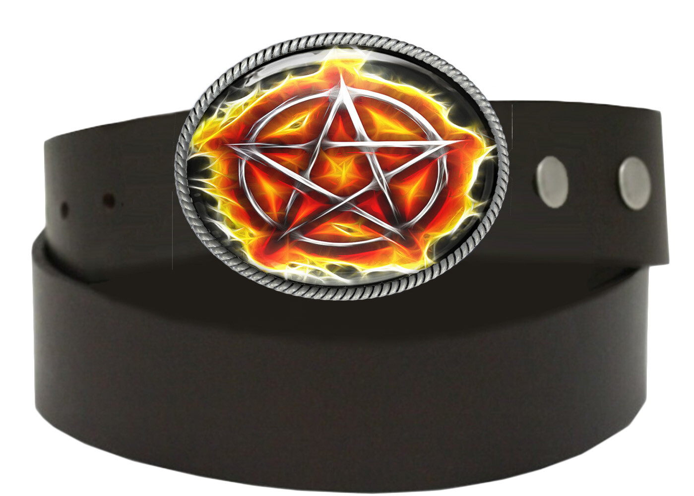 Fire Pentagram Belt Buckle – Gothic Occult Men Women Handmade Gift – 328