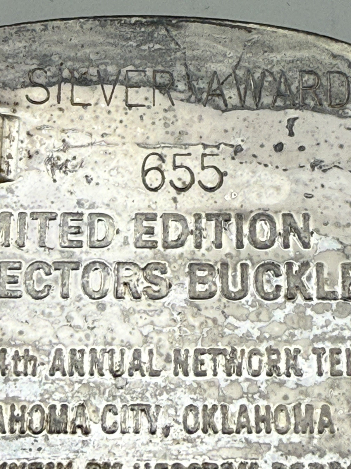 1977 Hesston Silver Award 655 NFR Rodeo Belt Buckle Bull Rider Cowboy