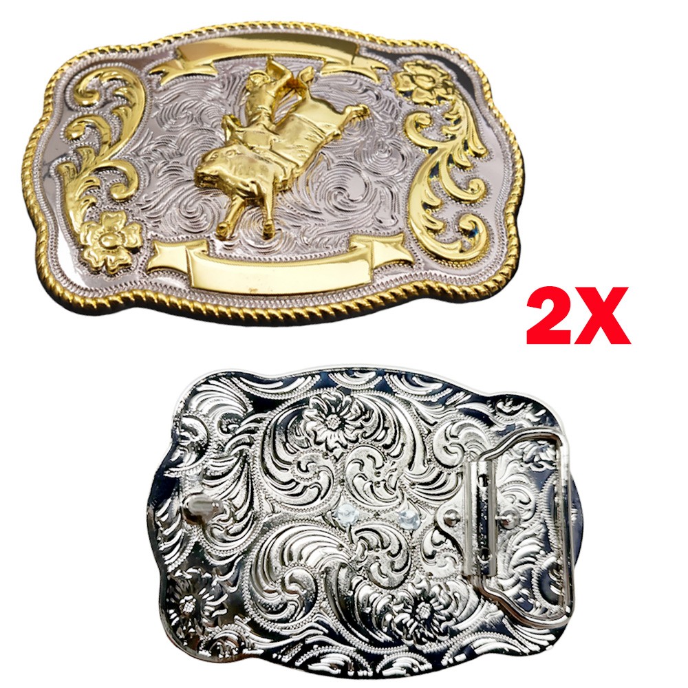 2X Rock Bull Ride 10cm Huge Rodeo Big Cowboy Texas Western Shine Belt Buckle HOT