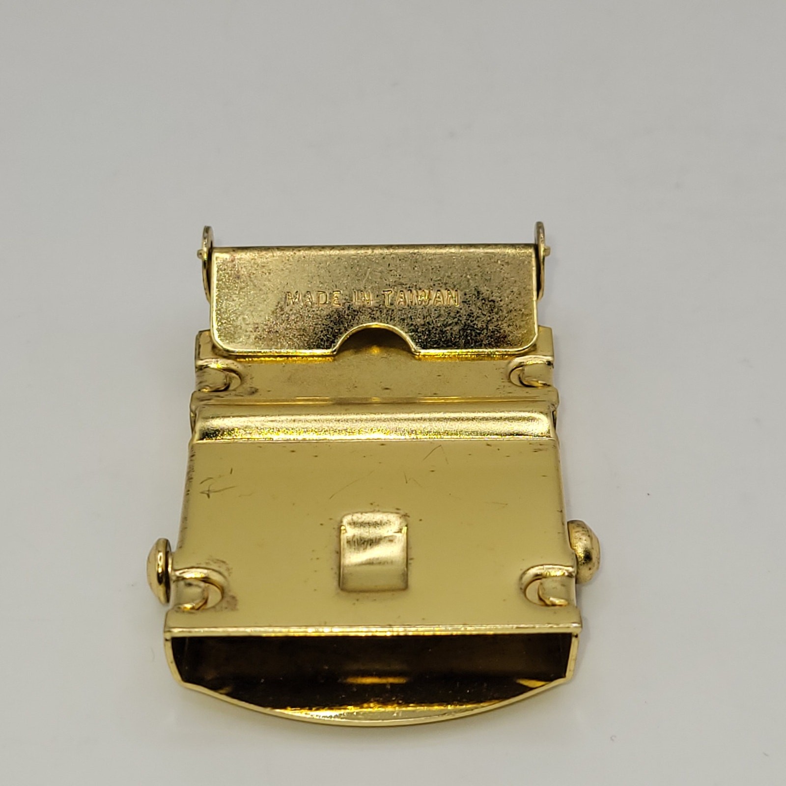 Belt Buckle Military Style Brass Gold color Made in Taiwan Autogrip slide style