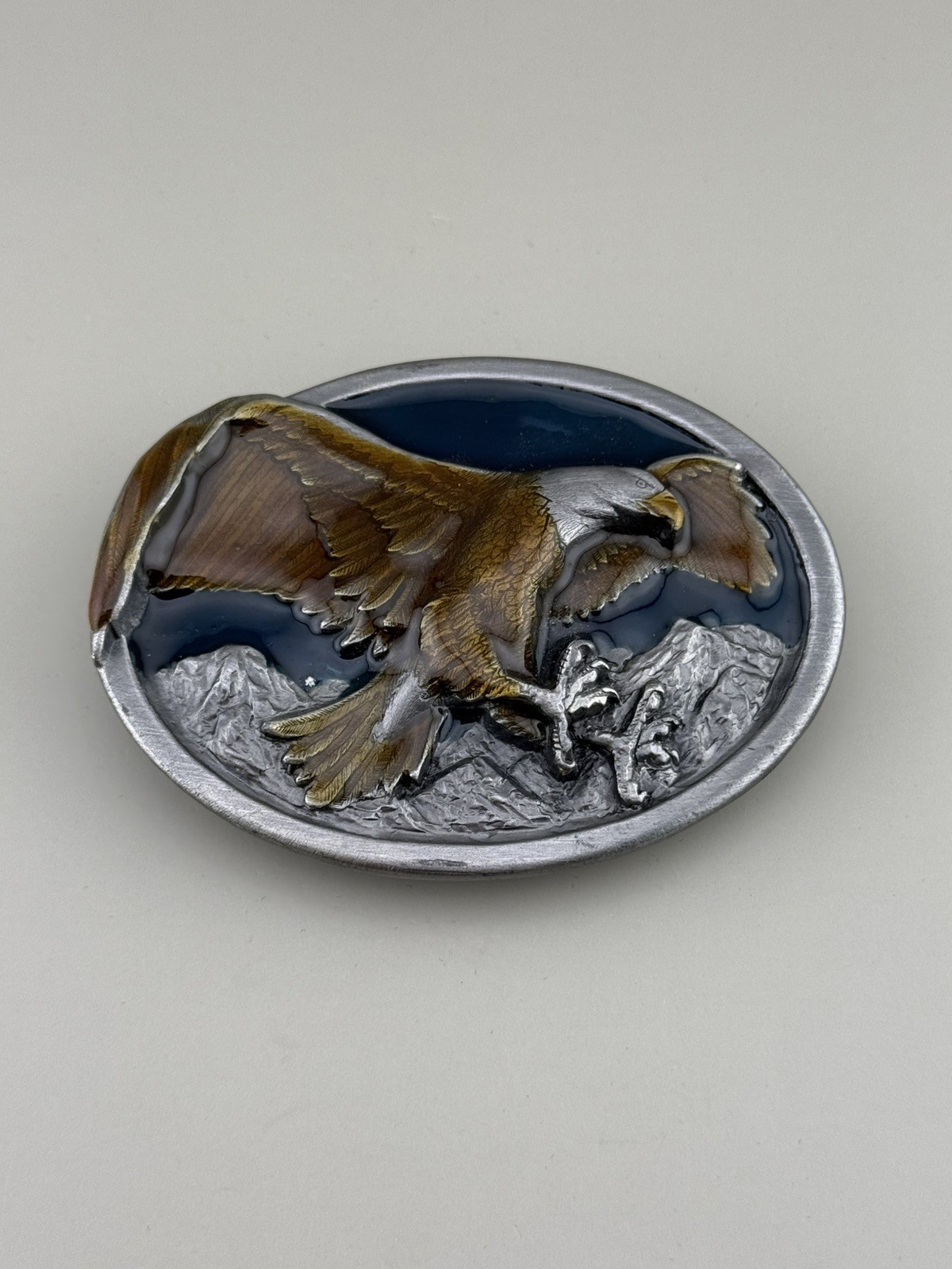 Bergamot Brass Eagle Belt Buckle 1984 Vintage Western Americana