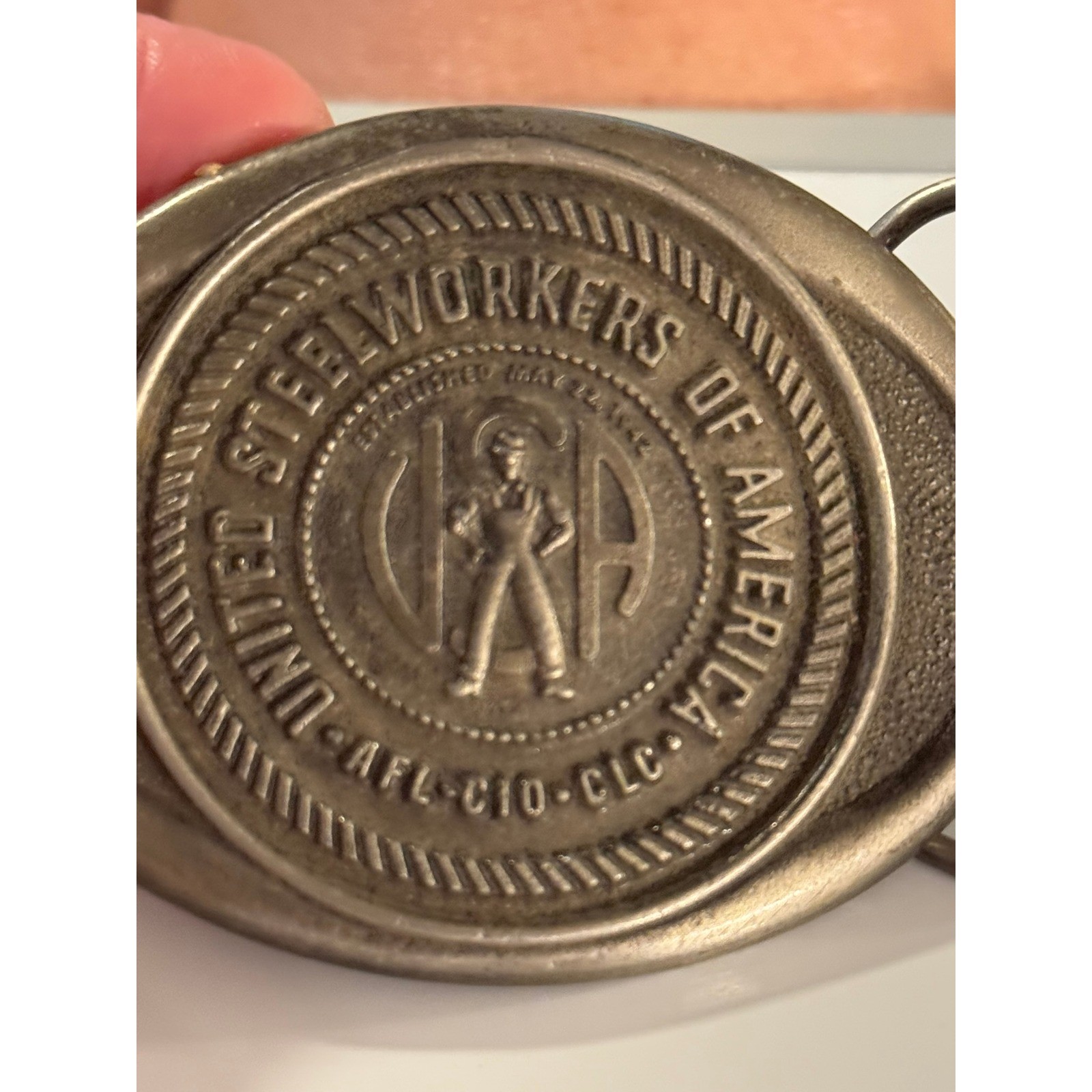 Vintage United Steelworkers of America Belt Buckle Kolbaco District 37 USA Metal