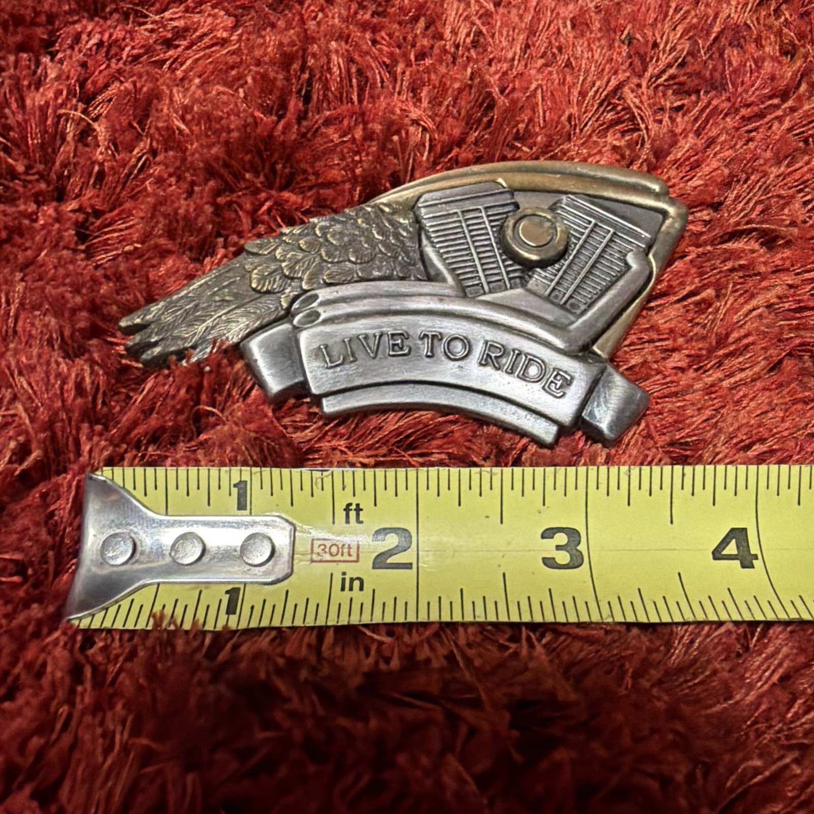LIVE TO RIDE Eagle Wing & V-Twin Engine Belt Buckle Biker Rider Buckle