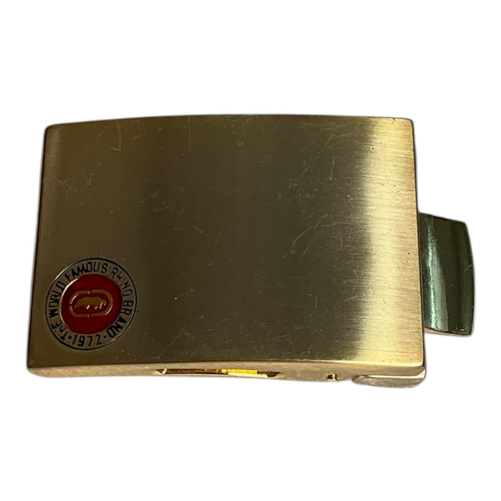 Vintage Mark Echo The World Famous Rhino Brand 1972 Belt Buckle 1990&rsquo;s Gold OS