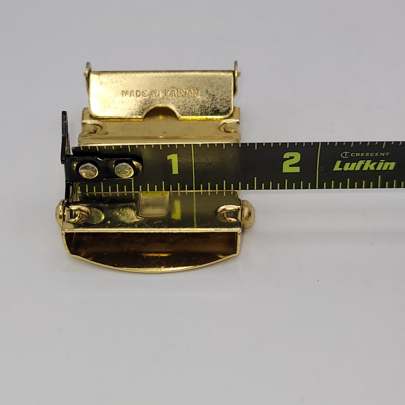 Belt Buckle Military Style Brass Gold color Made in Taiwan Autogrip slide style
