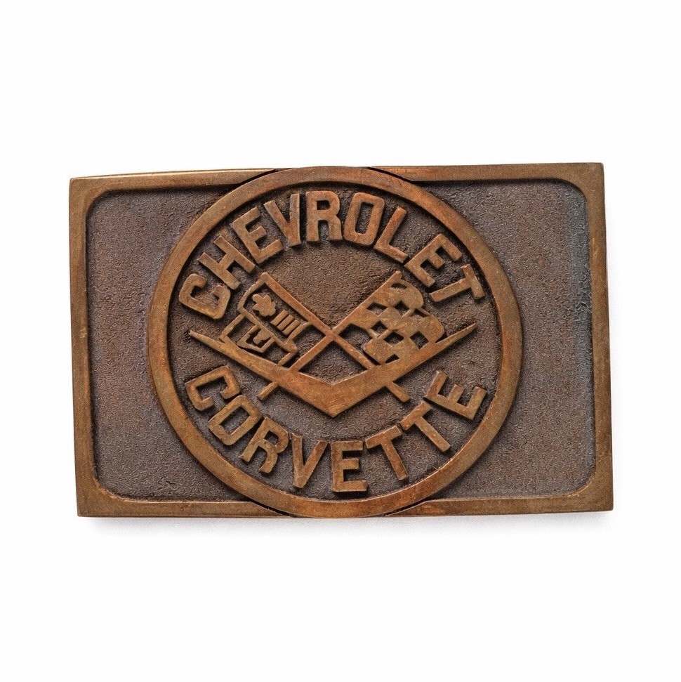 Corvette Bronze Metal Cars Rectangular Belt Buckle Men Vintage Antique Finish