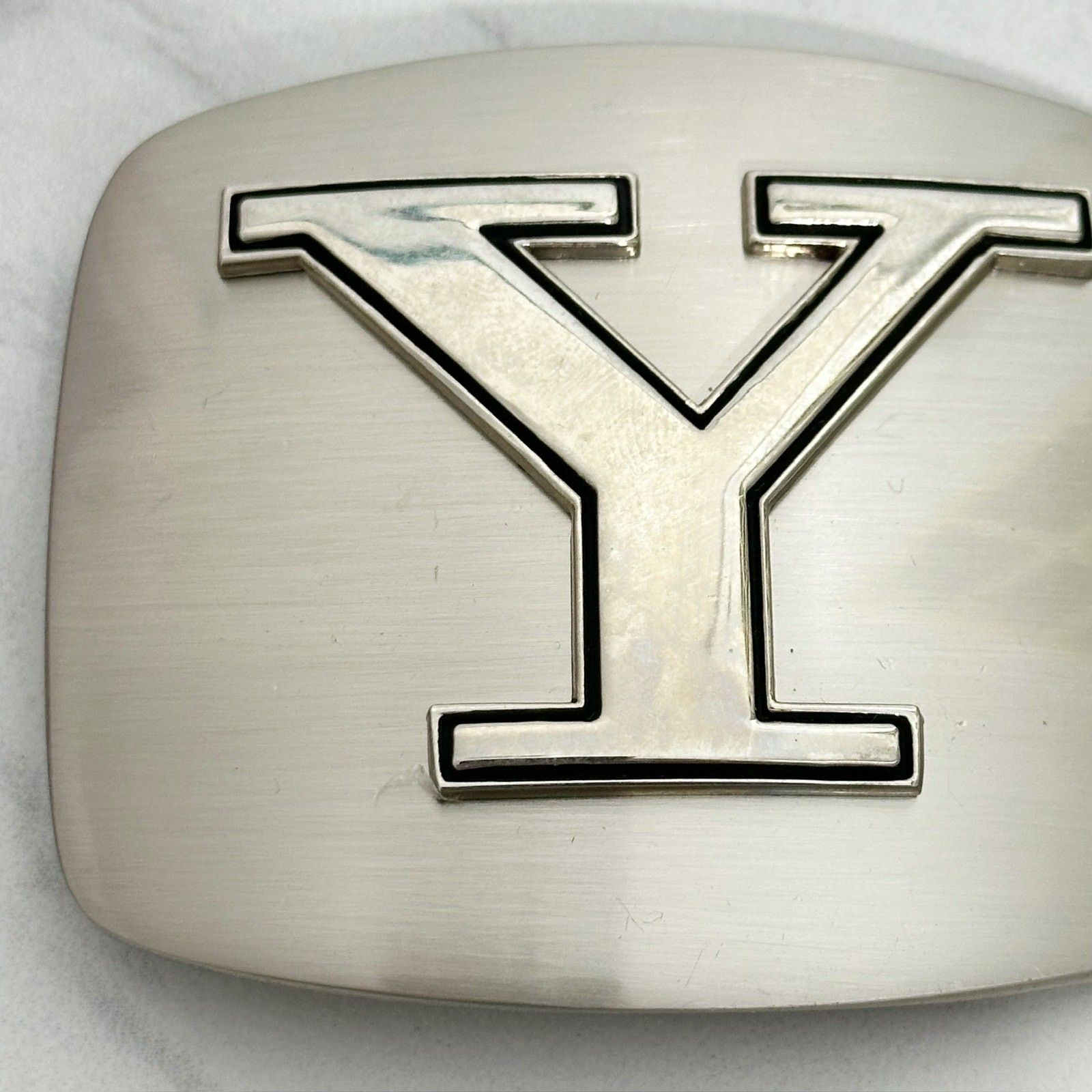 Letter Y Initial Monogram Silver Tone Belt Buckle Western – 3.16&Prime; x 2.78&Prime;
