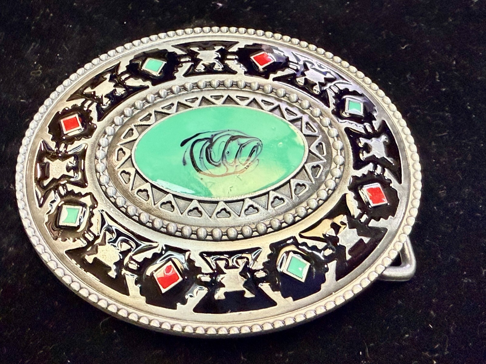 Southwestern Style Native Indian Tribal Art Pattern Enameled Colors Belt Buckle