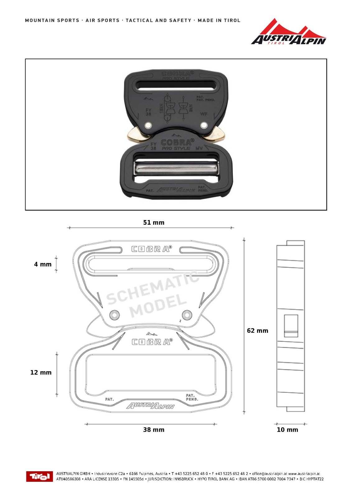 AustriAlpin COBRA ProStyle 1.5&Prime; Quick Release Tactical Belt Buckle Matte Black
