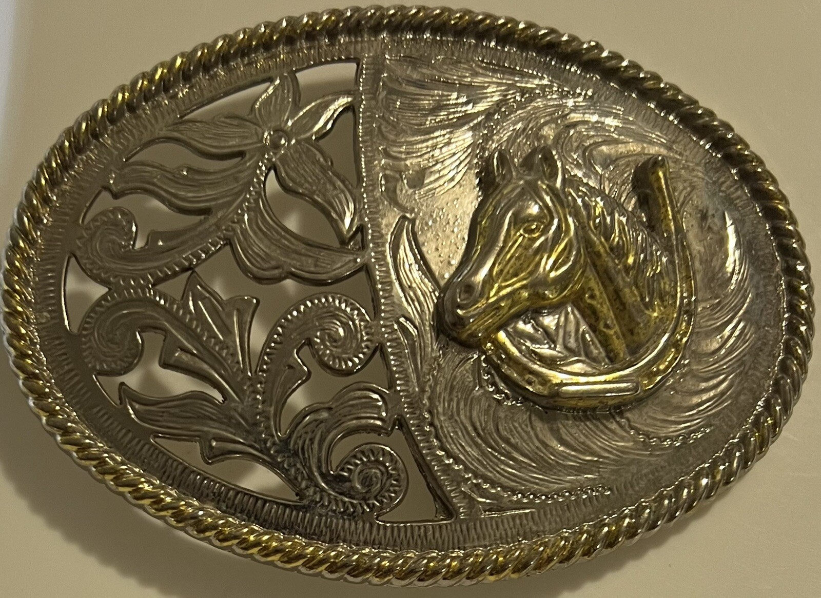 NEW BELT BUCKLE SOUTHWESTERN HORSE STALLION STEED COLT FILLY SILVER TON METAL BB