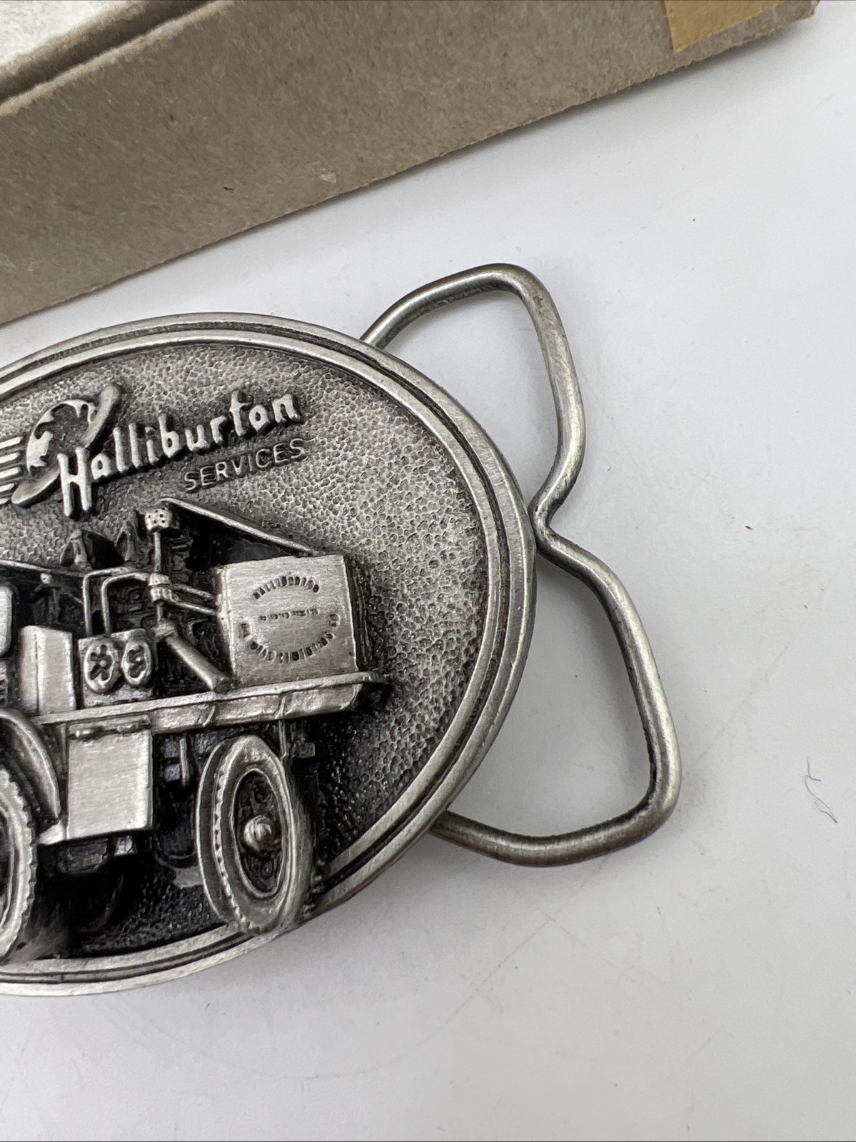 VIintage Halliburton Services Belt Buckle 1916 FWD Truck Pumper 80s New READ!!
