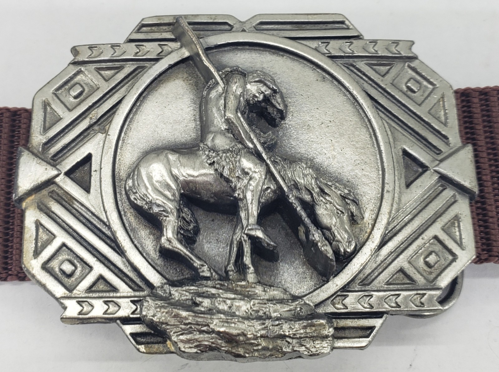 Men&rsquo;s Indian on Horse Belt Buckle by Siskiyou, Made in USA [kw383]