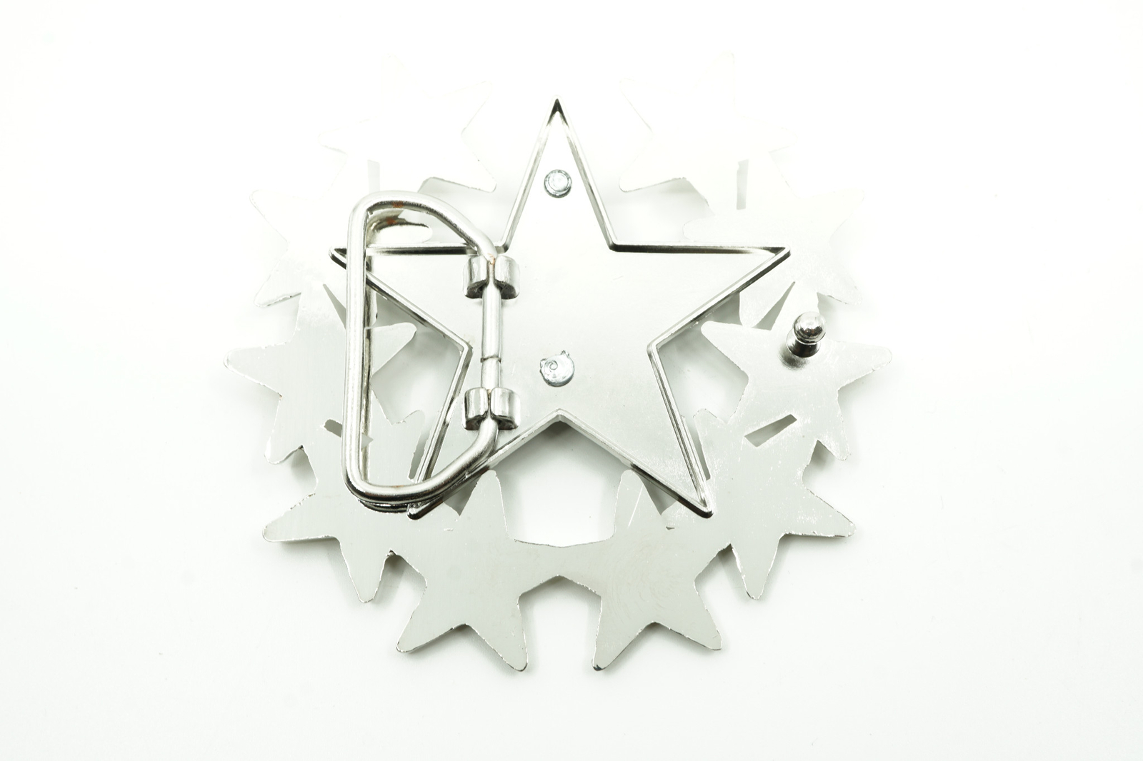 Black Star w/ Chrome Stars Rock Biker Metal Belt Buckle