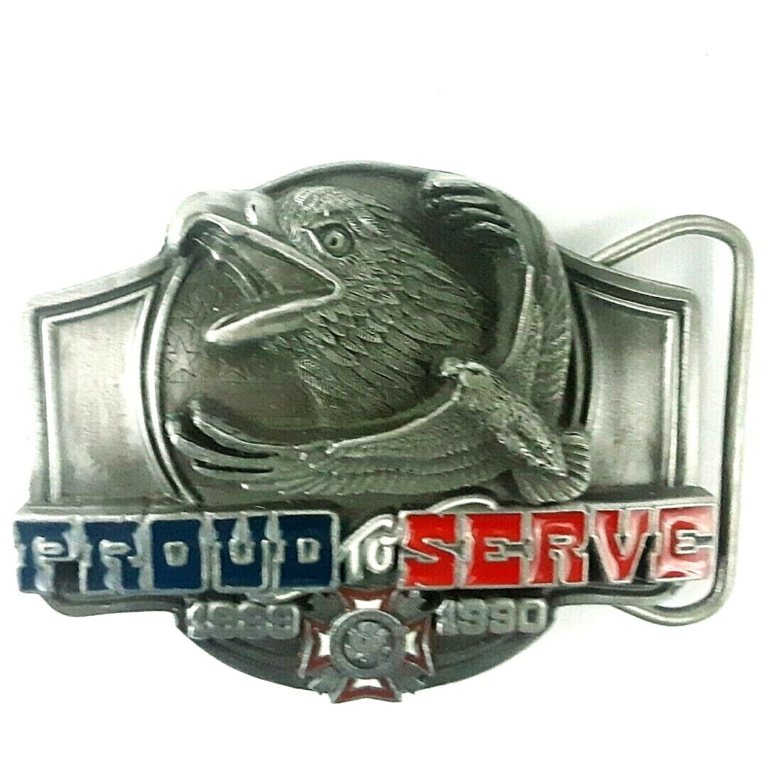1989 Limited Edition 4821/5000 Proud To Serve VFW Screaming Eagle Belt Buckle