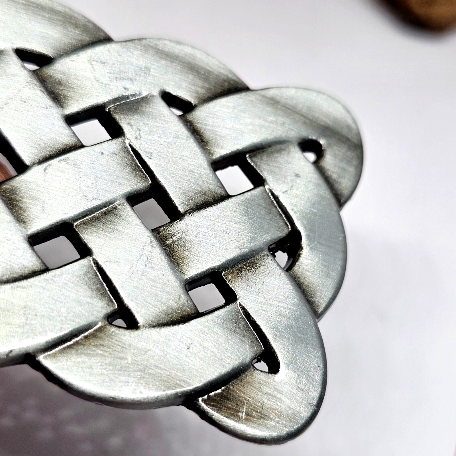 Celtic Knot Belt Buckle Solid Pewter Rectangle Knotwork 40mm Ethnic Alternative