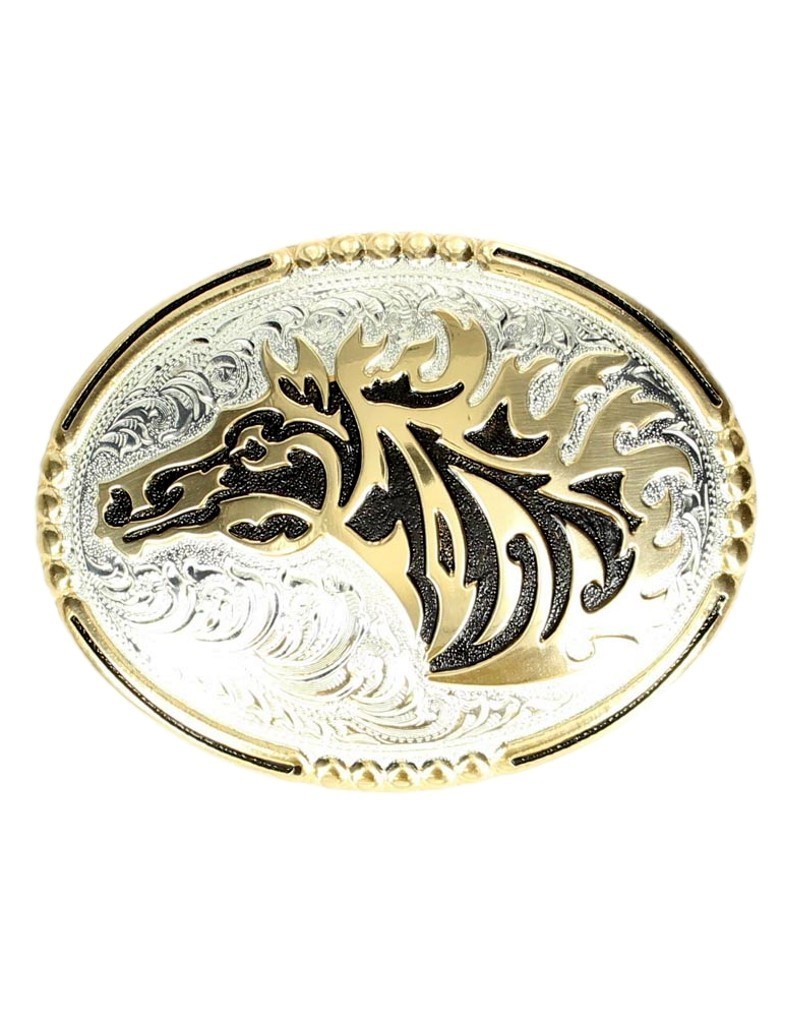 Crumrine Western Belt Buckle Horse Head Silver Bronze Black C10803