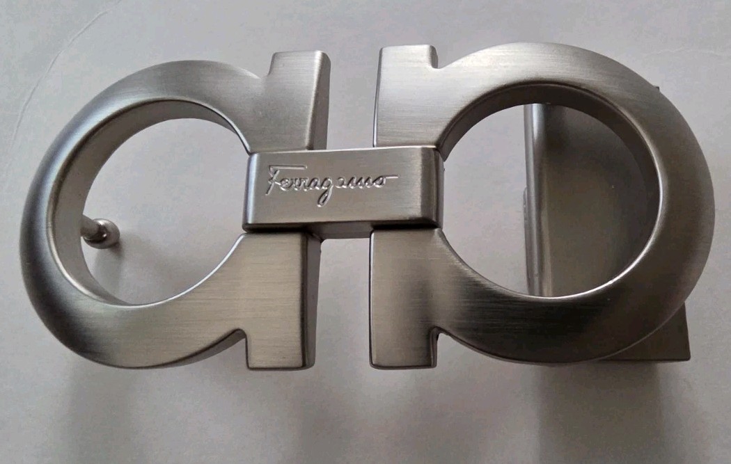AUTH. SALVATORE FERRAGAMO SILVER GANCINI BELT BUCKLE FOR 1.3&Prime; WIDE BELT STRAP