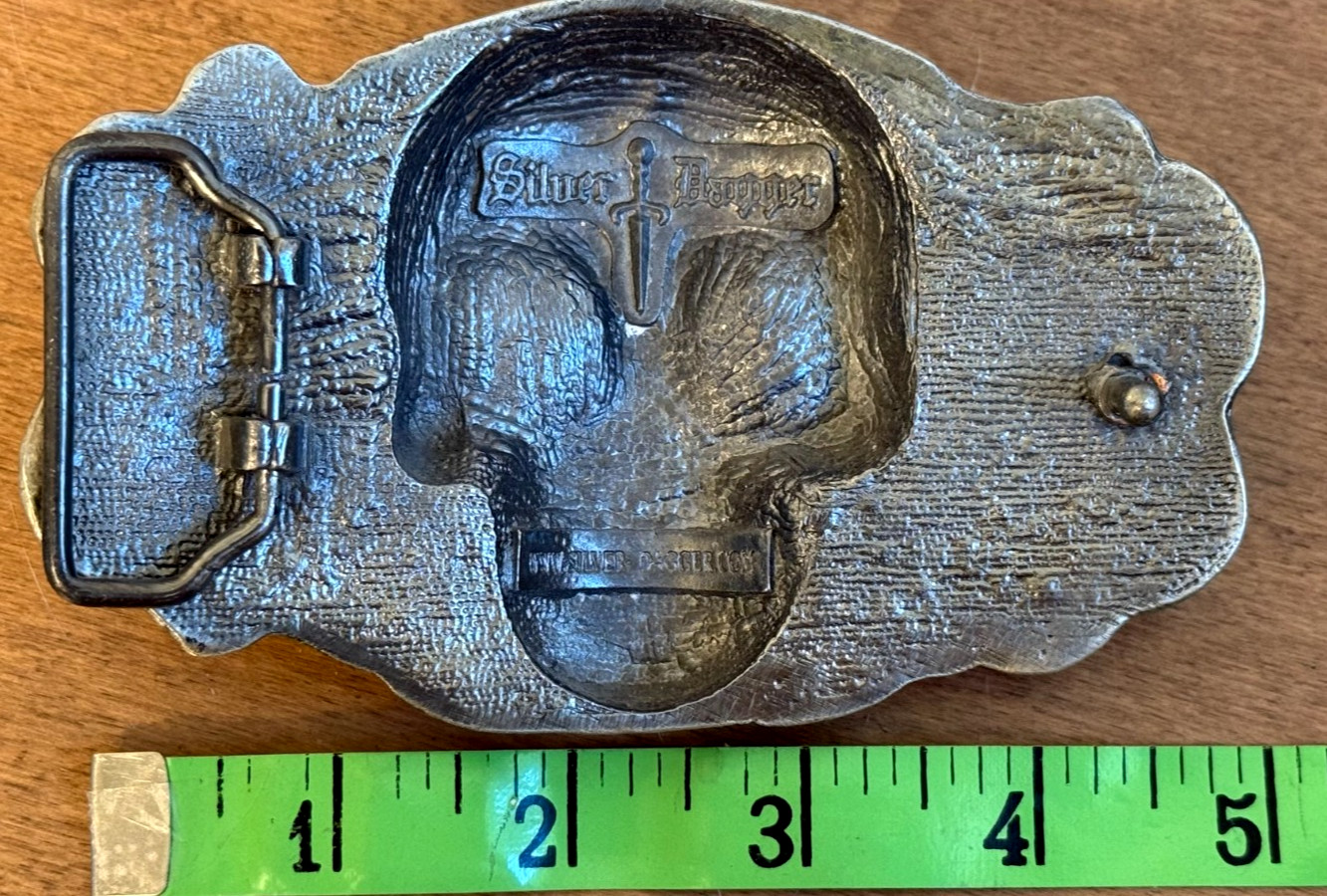 FREE SHP! Silver Dagger Belt Buckle Skull Metal Black Iridescent Rhinestones