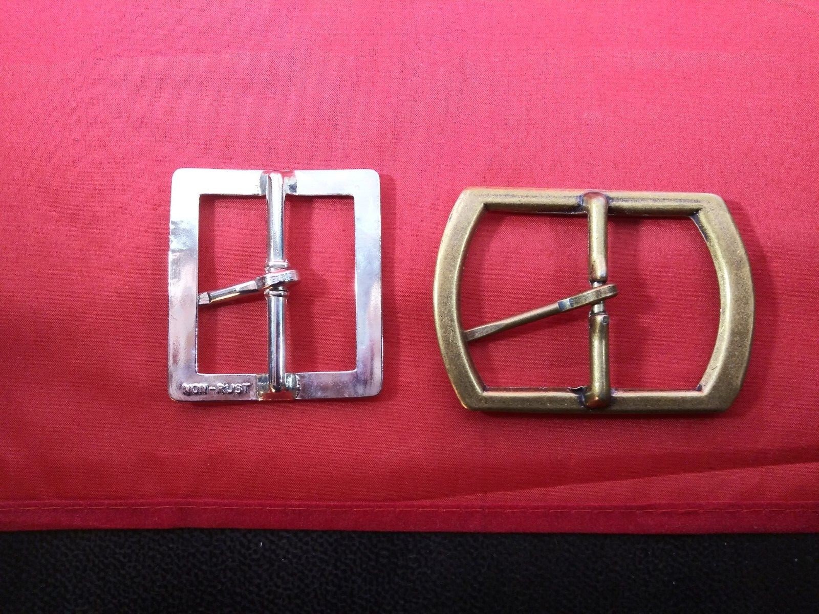 2 Plain Belt Buckle, Silver Color; Brass Color, Excellent Condition, 1.75&Prime; Belt