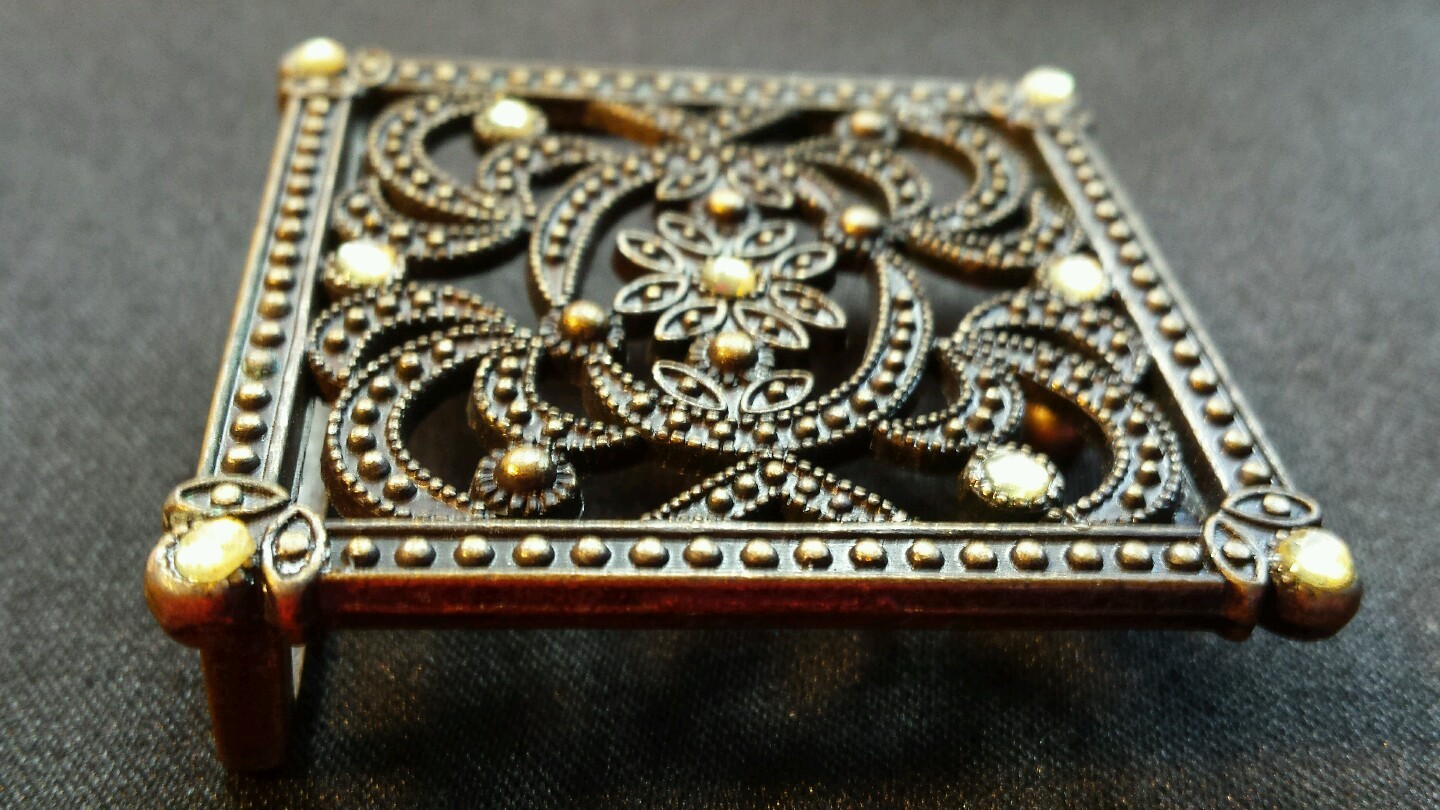 RHINESTONE CUTOUT FLORAL WESTERN BELT BUCKLE VINTAGE BRASS BRONZE TONE LOOK