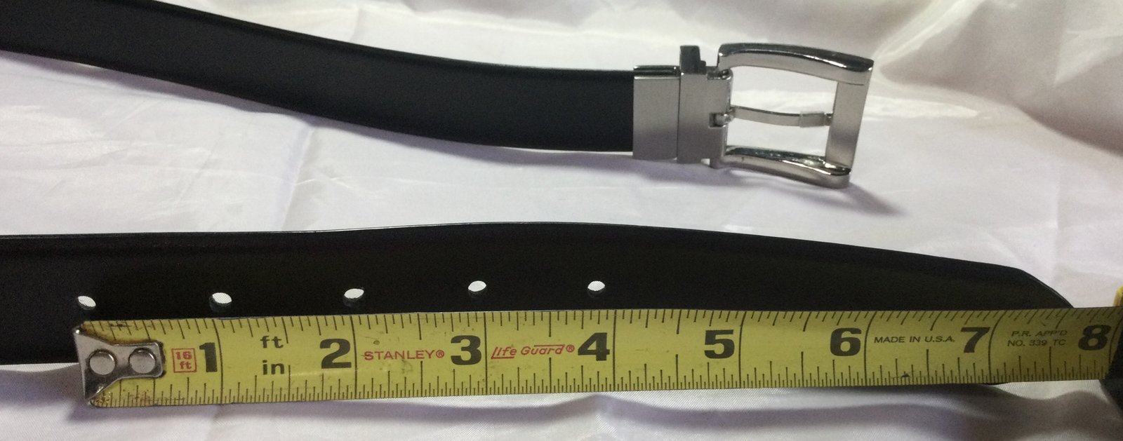 Belt & Buckle Silver Tone Reversable Black Or Brown 1&Prime; Wide Size 36 Fits 32&Prime;-38&Prime;