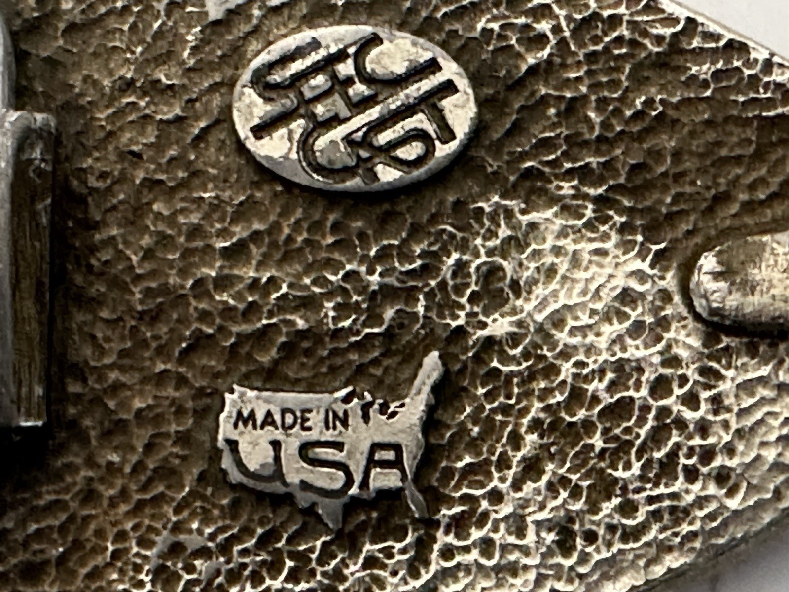 Vintage Elk Deer Sunshine Trees Scene Belt Buckle Heavy Triangle Sec Cast USA