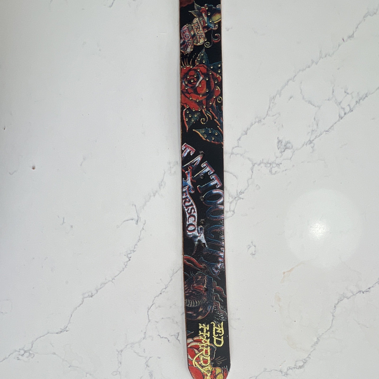 Cool Ed Hardy Belt Size L 41 Inch Long 2 In Wide Sudded Leather