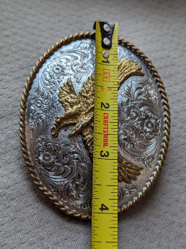 4&Prime; vintage MONTANA SILVERSMITHS silver plate EAGLE western RODEO cowboy