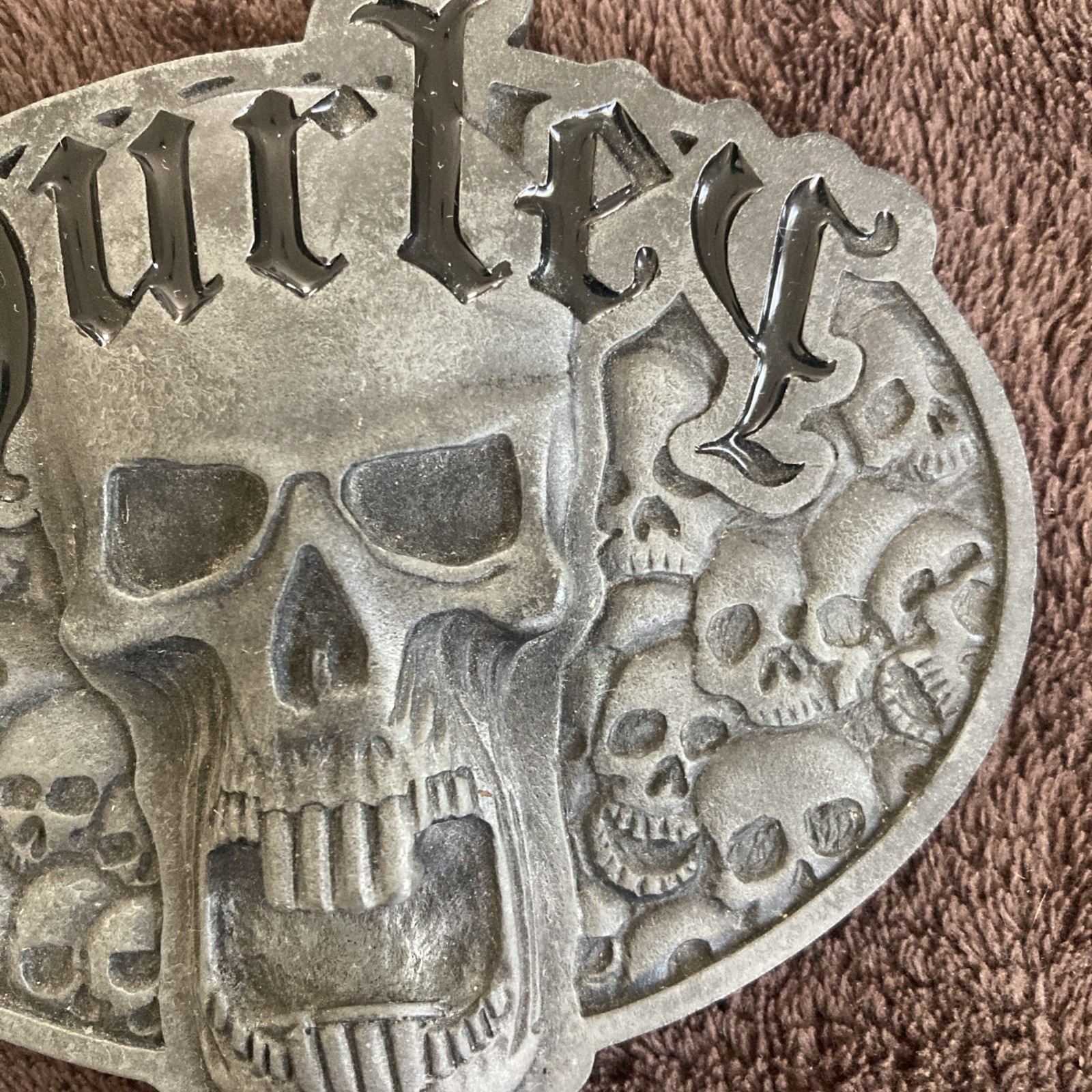 Vintage Hurley Skull Bottle Opener Metal Belt Buckle Gothic Punk Rock