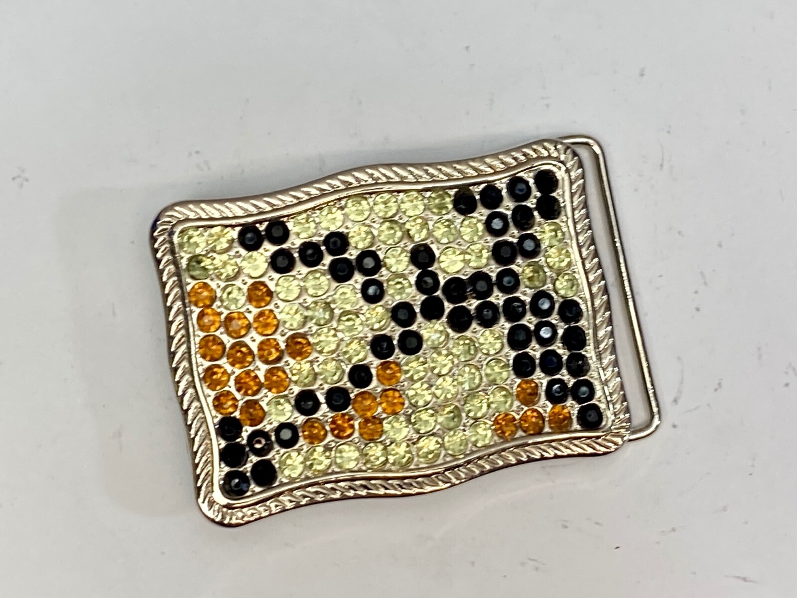 Unique Vintage Mixed Color And Pattern Rhinestone Belt Buckle – F
