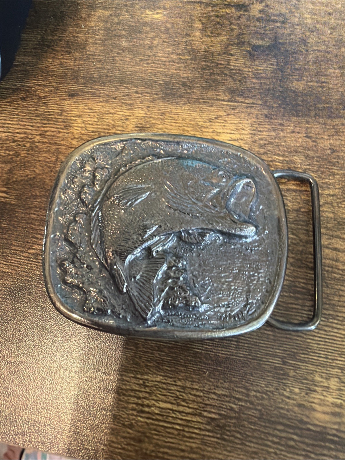 Vintage 1977 Large Mouth Bass 22Lb 4 oz Belt Buckle Wyoming Studio Art