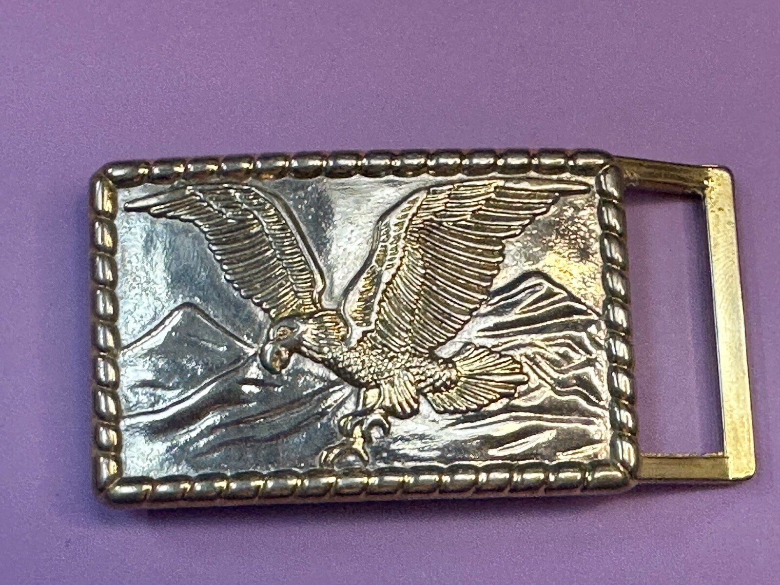 Patriotic Majestic American Eagle Vintage two tone rectangular Belt Buckle