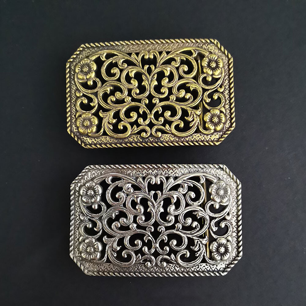 Retro Solid Brass Classical hollowed Design Belt Buckle for Leather Craft DIY