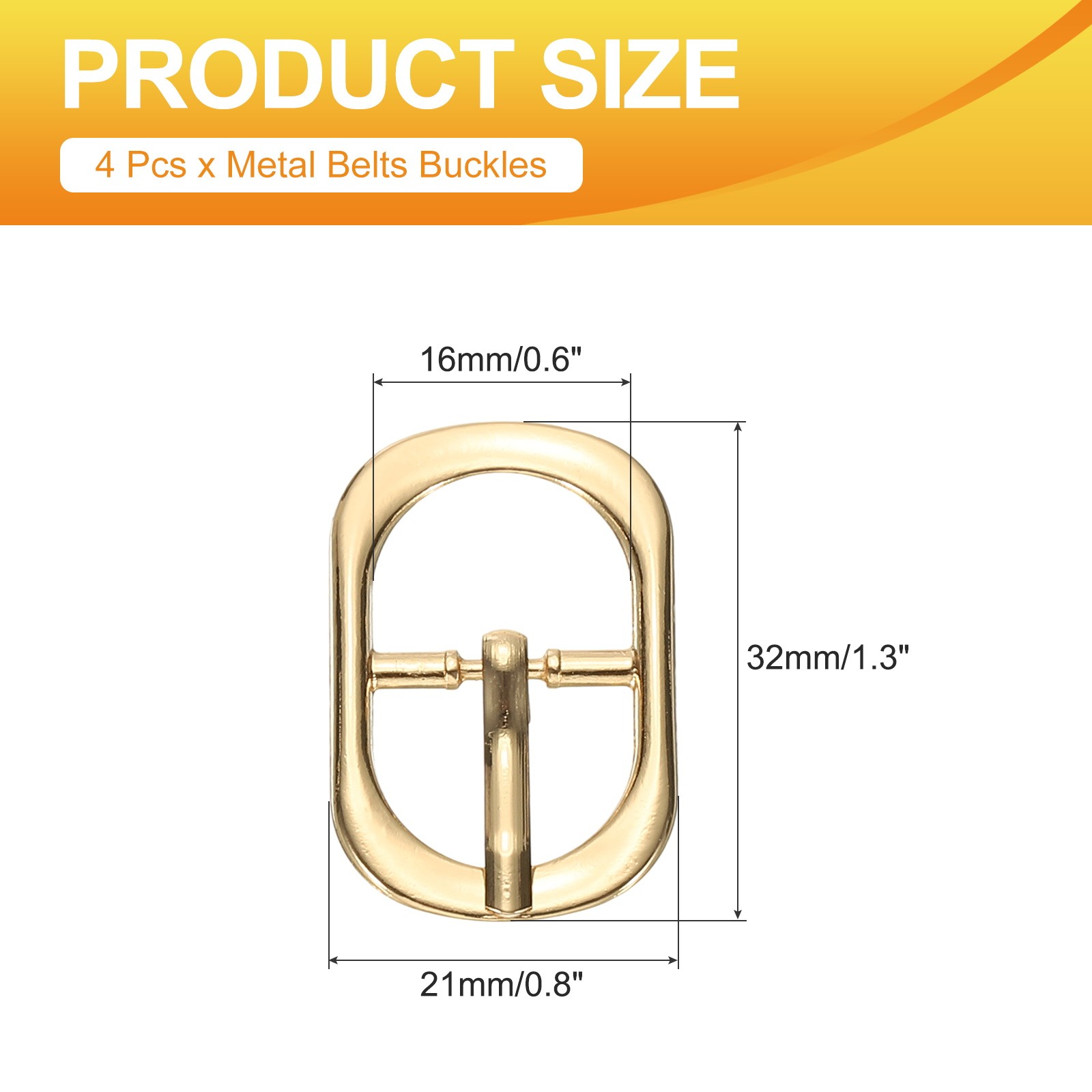 4 Pcs 0.6 Inch Single Prong Buckle Oval Center Bar Buckle, Rose Gold