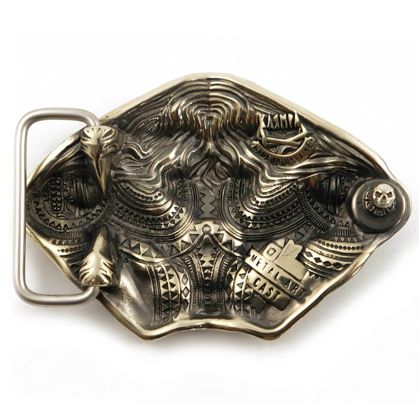 German silver belt buckle Steel fangs, Saber toothed cat buckle, tiger buckle
