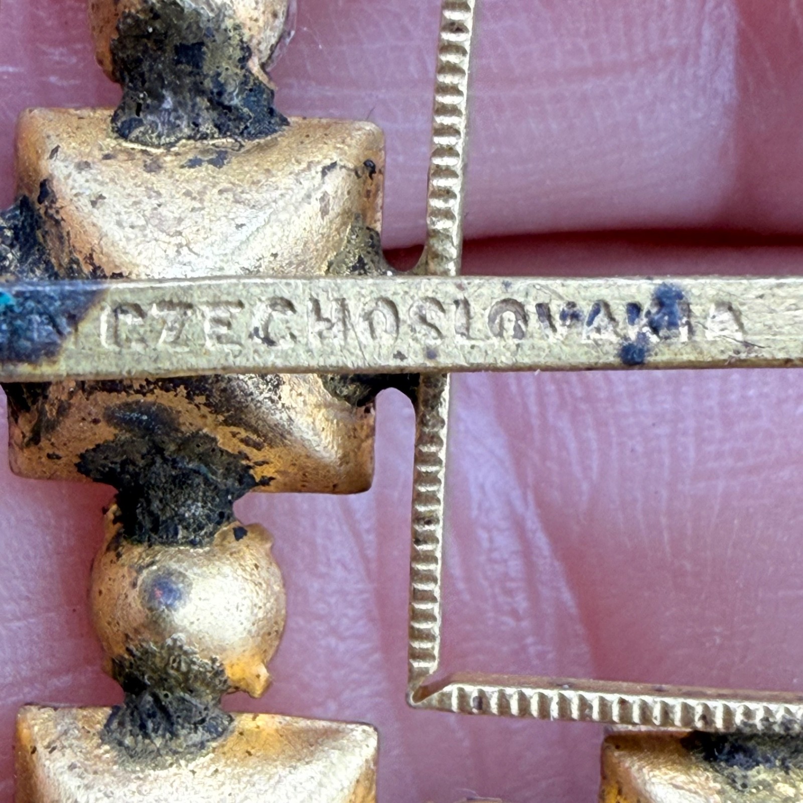 Vintage Czech Buckle Paste Stone Gold Tone