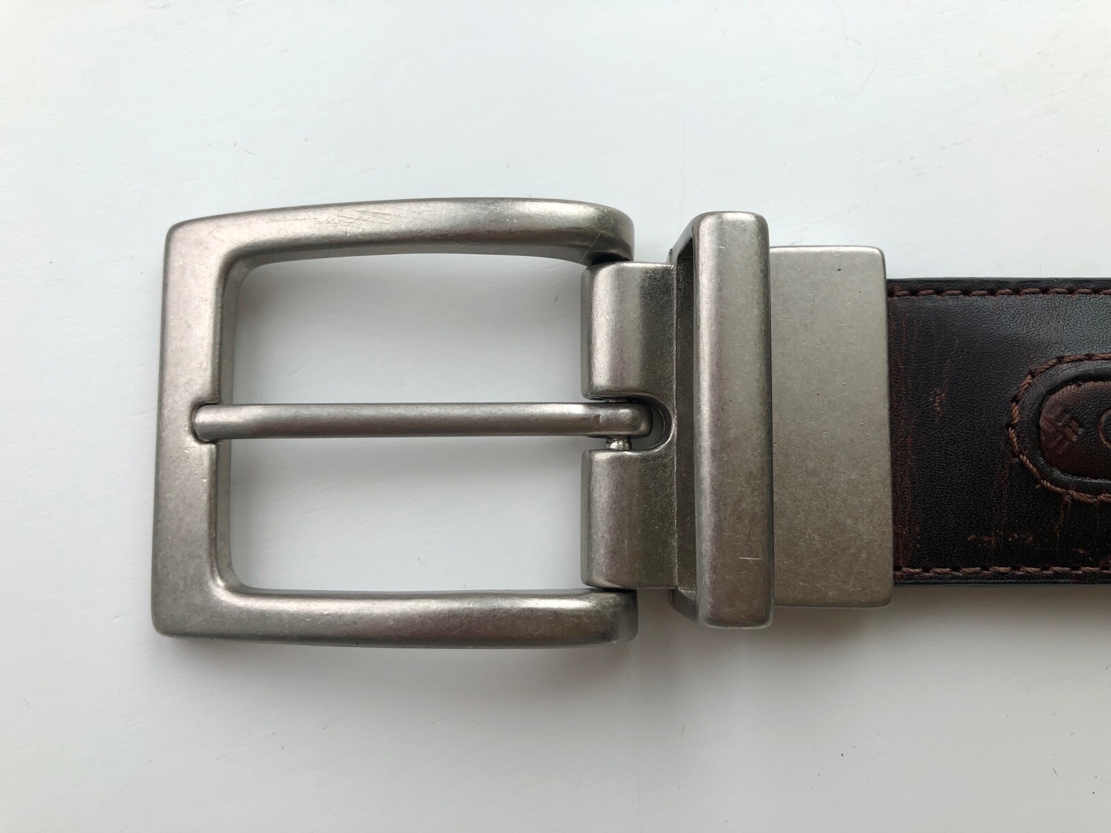 Columbia Mens 36/90 Reversible Leather Belt Brown Braid to Smooth Black Twist