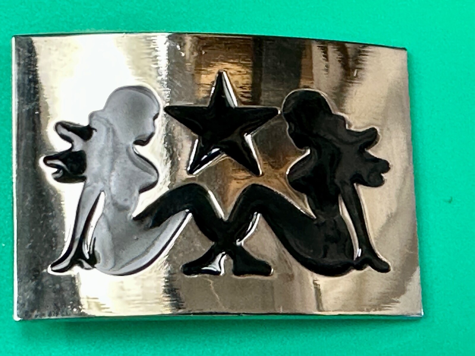 DOUBLE Sexy Mudflap Girl Truckers Silhouette Polished Reflective belt buckle