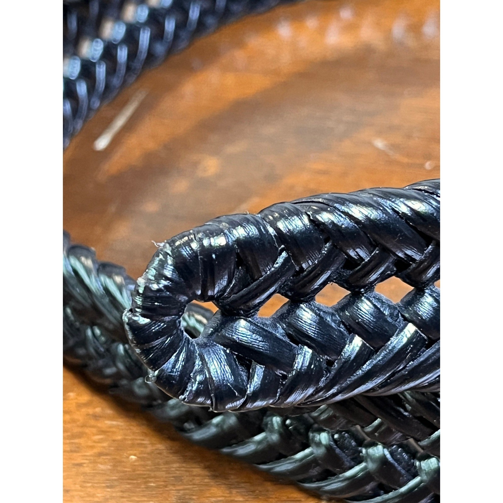 Men&rsquo;s Black Braided Woven Faux Leather Belt Size 42/105 Silver Buckle Casual