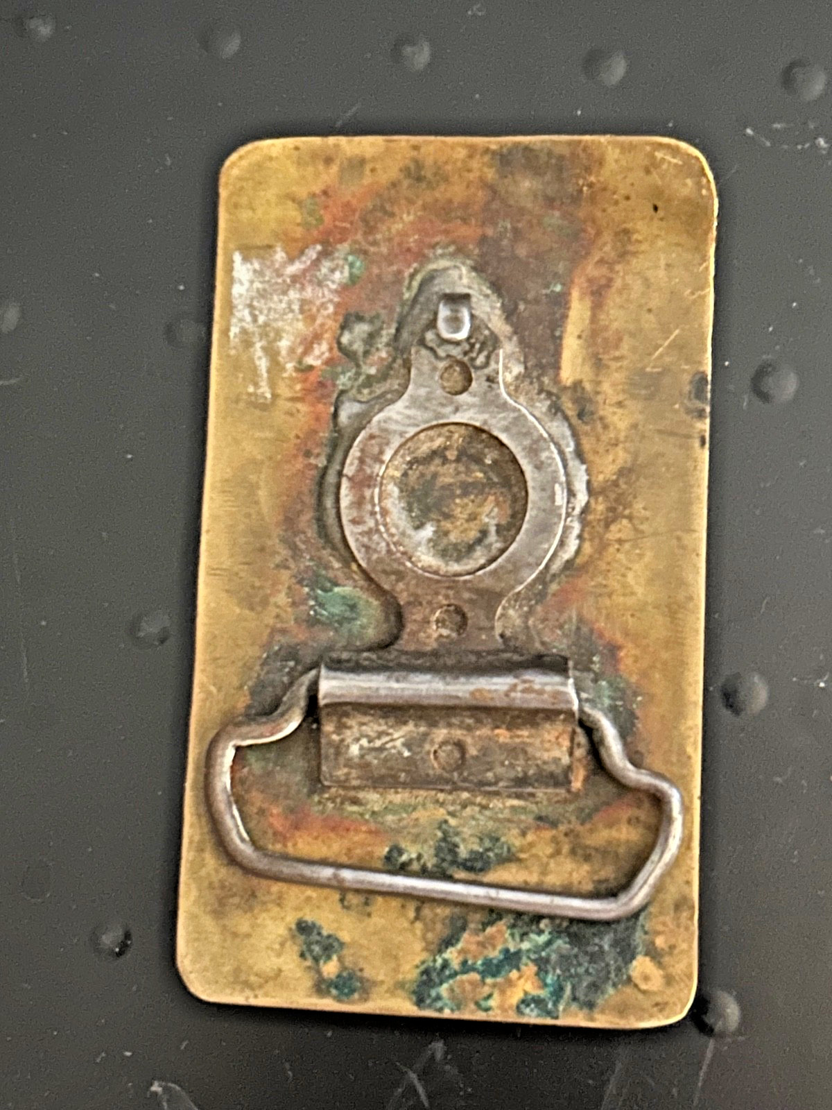 Brass belt buckle with 3 Agate stones Handmade Artisan unisex 33/4 X 2” Primo