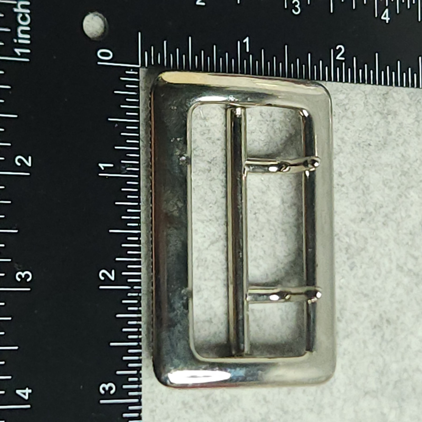 Sam Browne Belt Buckle Double Prong USA Heavy Duty 1.75 Inch Silver Tone